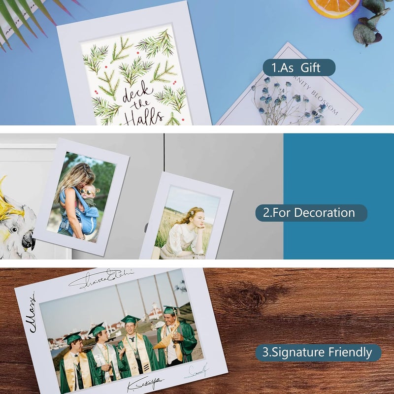 Somime 10 Pack Pre-Cut 11 x 14 White Picture Mats for 8x10 Photos - White Core Bevel Cut Frame Matte, Acid Free, Ideal for Frames/Artwork/Prints - Image 2